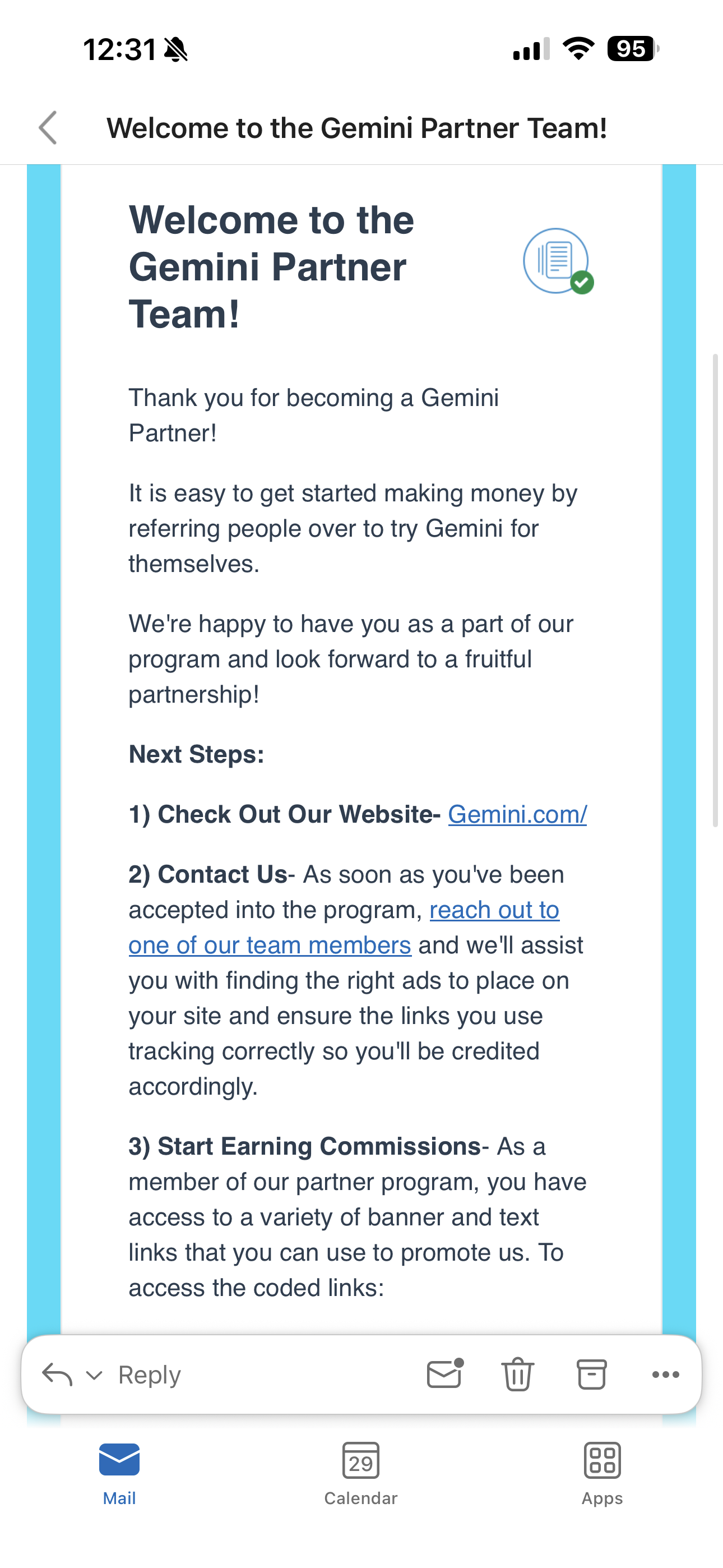 Gemini Partner Team welcome message